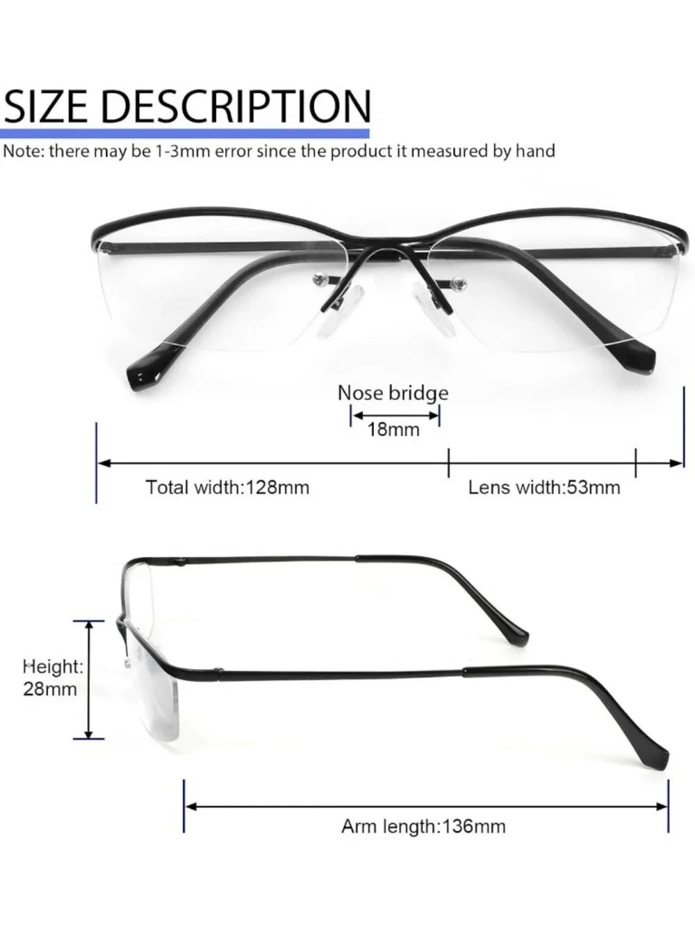 3 Pack Blue Light Blocking Half Frame Reading Glasses for Men & Women - Thin
